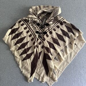 Accessory St. New York Aztec Poncho-Ruana Women OS Cream Brown Midwestern Wrap